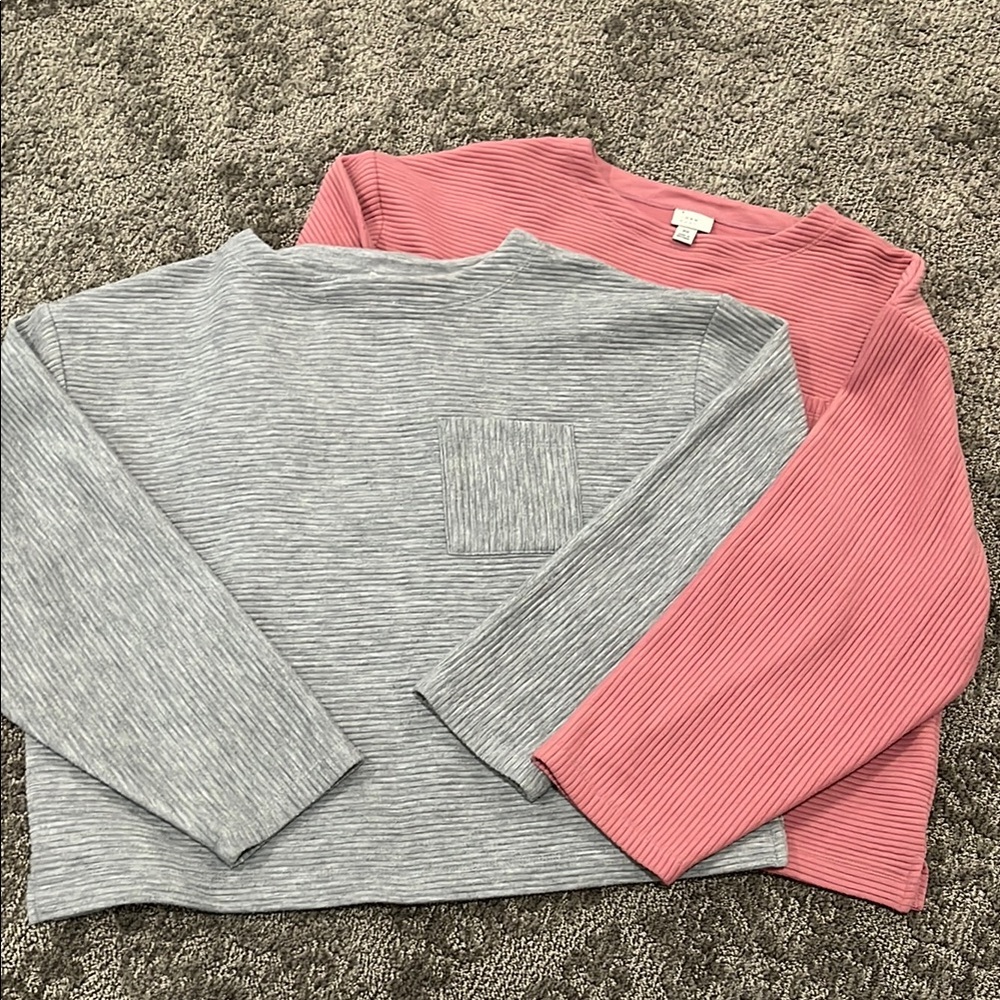 Set of 2- Pink & grey Ribbed Women's tops